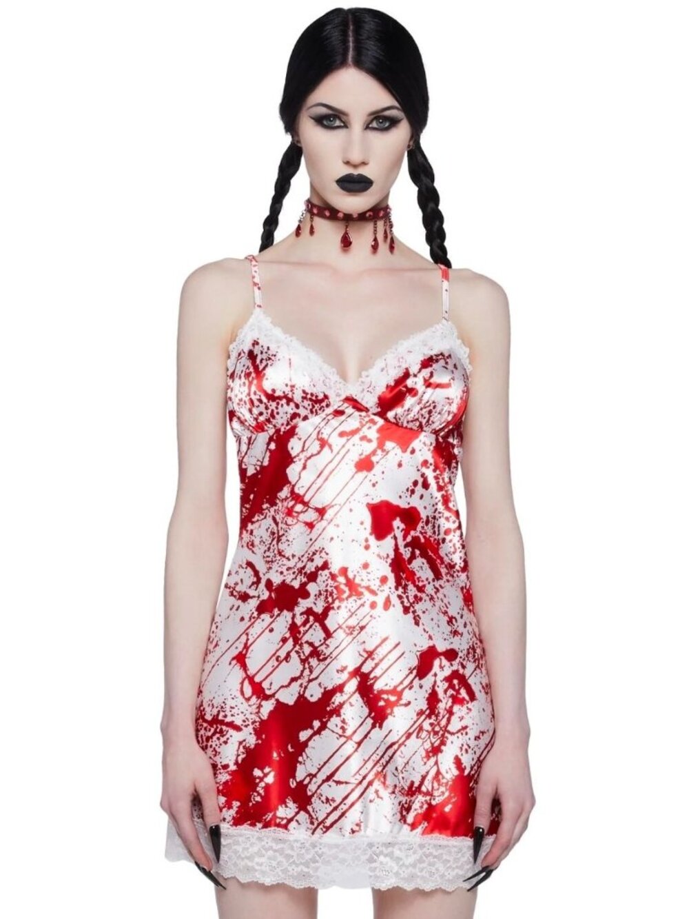 Dolls Kill Trick N' Treatz Scream Queen Slip Dress, Bloody Lingerie, Sz S, NWOT